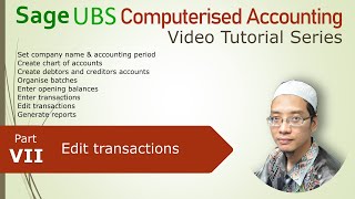 UBS Computerised Accounting Tutorial pt7 Editing Transactions [upl. by Otnicaj]