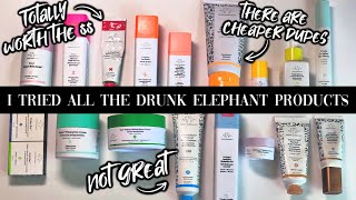 I TRIED ALL THE PRODUCTS DRUNK ELEPHANT MAKES  Best  Worst  DUPES [upl. by Yesrod]