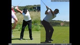 Jon Rahm golf swing  Long Iron faceon amp downtheline July 2017 [upl. by Anelegna788]