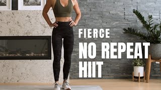 FIERCE Full Body HIIT Workout  NO REPEATS  No Equipment [upl. by Nauqaj536]