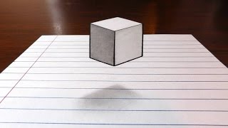 Floating Cube  3D Trick Art on Paper [upl. by Arrat]