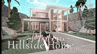 Bloxburg Modern Hillside Home 40k challenge w Elizibis and Ayreeb [upl. by Nekal]