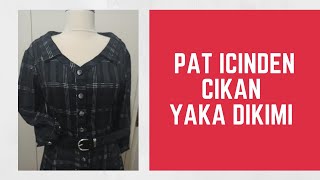 2018 Nisan burda dergisinden gömlek elbise yaka dikimi nasıl yapılırhow to sew a shirt dress collar [upl. by Akerley]