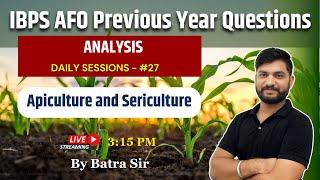 IBPS AFO Previous Year Questions Analysis  Apiculture and Sericulture 27  By Batra Sir [upl. by Suhploda]