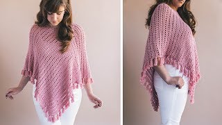 Crochet Ava Fringed Poncho [upl. by Vudimir]