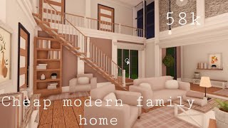 Roblox Bloxburg  Cheap Modern Family Home 58k  House Build [upl. by Harpp626]