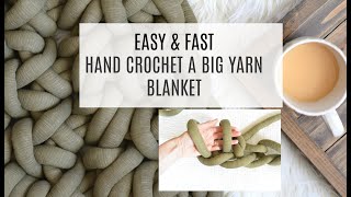 How To Crochet A Big Yarn Blanket By Hand [upl. by Gayel]