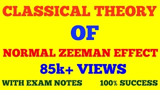 CLASSICAL THEORY OF NORMAL ZEEMAN EFFECT  EXPLANATION OF NORMAL ZEEMAN EFFECT  WITH EXAM NOTES [upl. by Rodmann811]