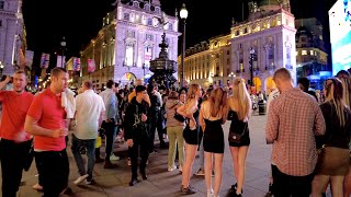 Walking around Piccadilly Circus at Night  August 2021  London Walking Tour 4K [upl. by Airam]