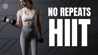 NO REPEAT HIIT Workout  with dumbbells [upl. by Raval]