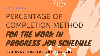 Percentage of Completion  Work In Progress Job Schedule [upl. by Gerty]