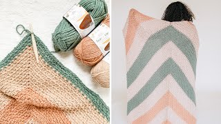 How to Crochet a Blanket with Chunky Yarn  FREE PATTERN  TUTORIAL Bradley Afghan [upl. by Neelrak]