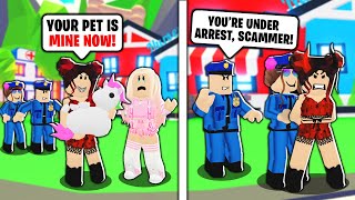 BECOMING SCAMMER POLICE IN ADOPT ME Arresting Scammers Roblox Adopt Me [upl. by Chellman884]