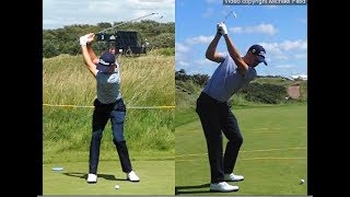 Justin Thomas golf swing  Long Iron faceon amp downtheline July 2017 [upl. by Hosea]