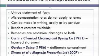 Misrepresentation Lecture 1 of 4 [upl. by Lehctim210]