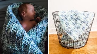 Crochet Beginner Baby Blanket Quick amp Easy using Bernat Blanket Yarn [upl. by Pellet672]