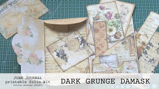 Dark Grunge Damask Folio  Junk Journal Kit  Citrus Journal Studio [upl. by Xer647]