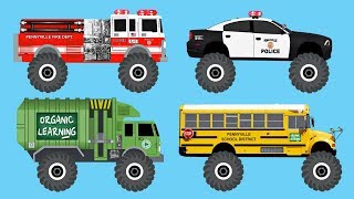 Learn 40 AWESOME Monster Trucks  Organic Learning Fun amp Educational Learning Video [upl. by Eirised110]