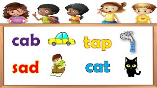 Three Letter Words  Short Vowel A Word Families with Pictures  Learn Phonics [upl. by Rehpotsrhc990]