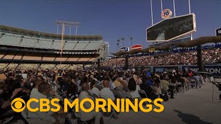 Over 2000 new US citizens sworn in at Dodger Stadium ceremony [upl. by Afaw391]