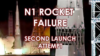 N1 Rocket Failure  Second Launch Attempt 19690703  Soviet Moon Rocket [upl. by Inod]