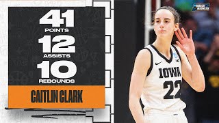 Caitlin Clark Historic 40point tripledouble in Elite Eight [upl. by Hild]